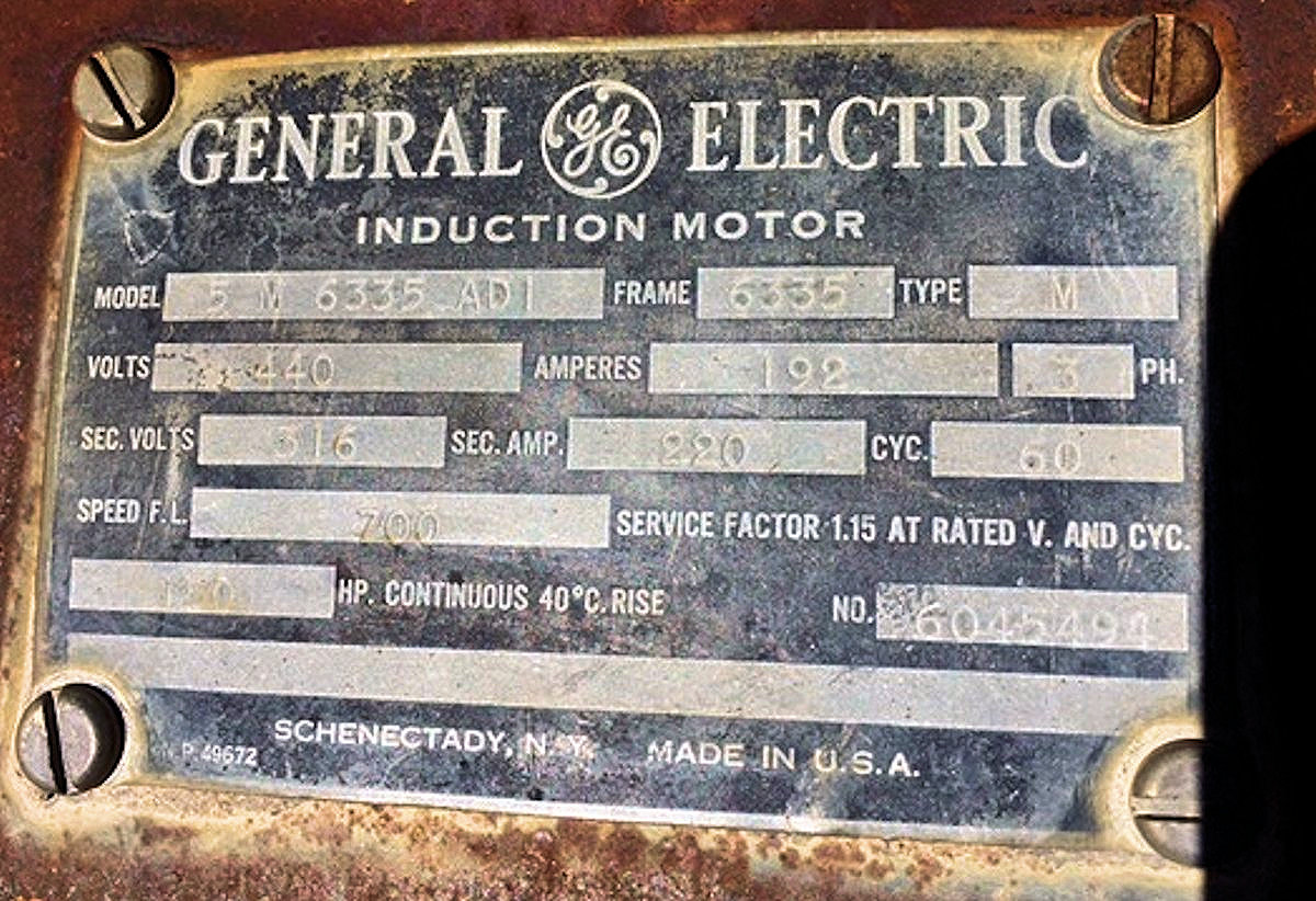 General Electric 150 Hp Induction Motor, 700 Rpm)